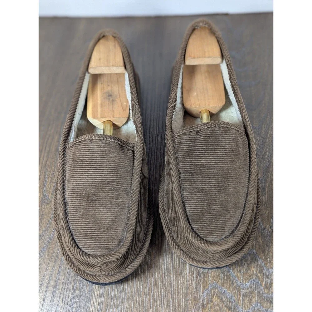 Quicksilver Corduroy House Shoes Slippers Mens 14 Brown Old School Leisurewear